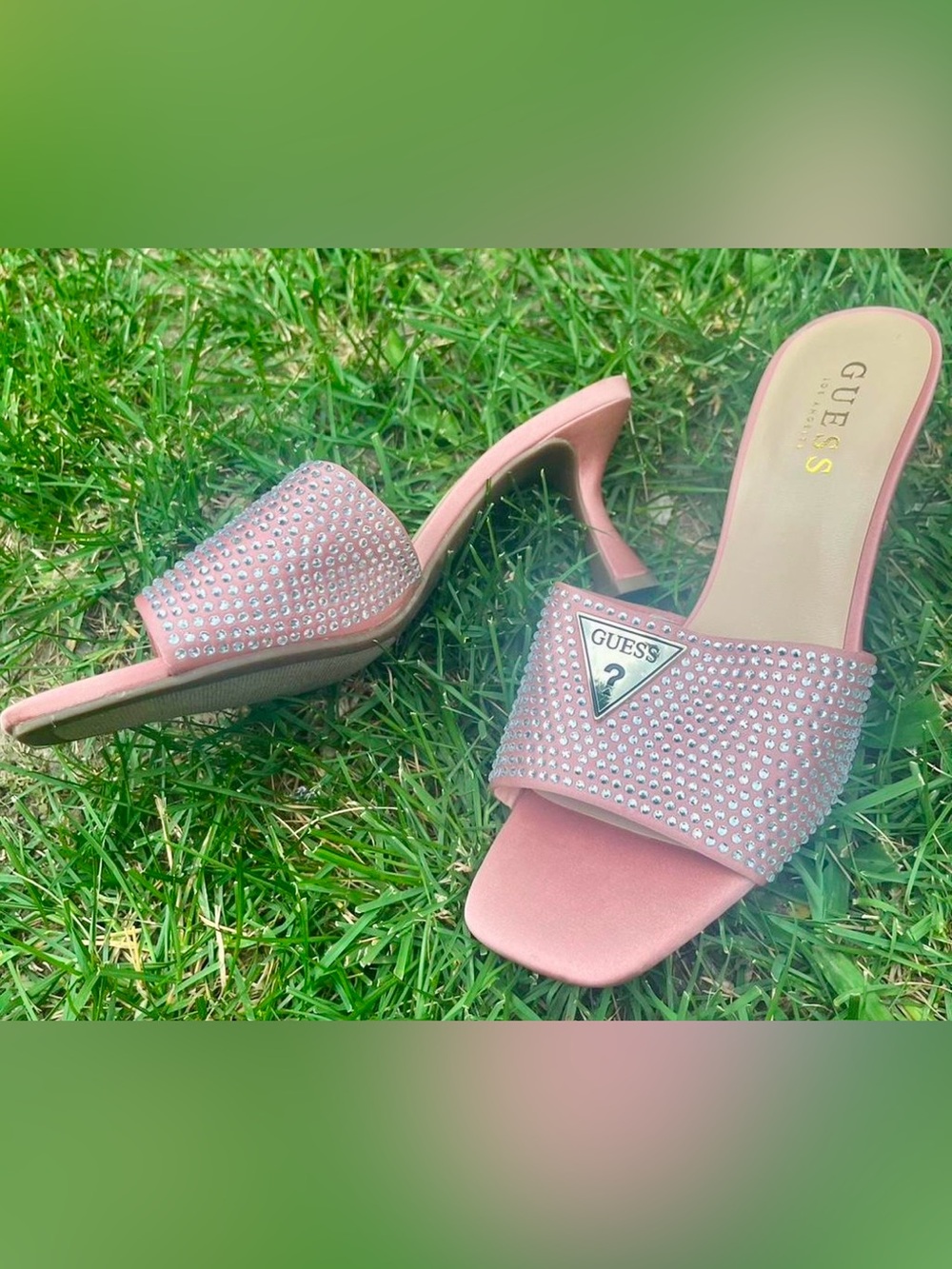 GUESS Lusine kitten heel slide sandals 9.5